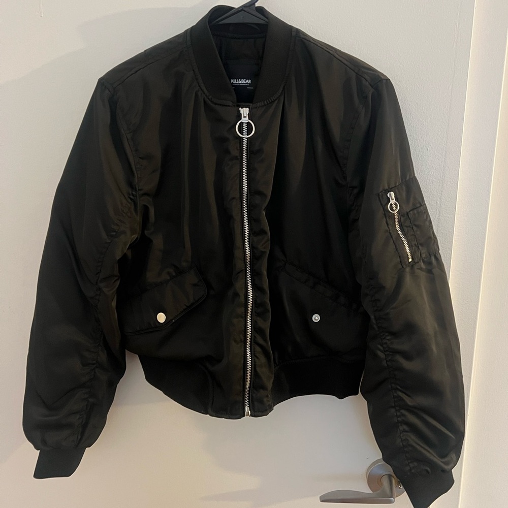 Pull&Bear Black Bomber Jacket